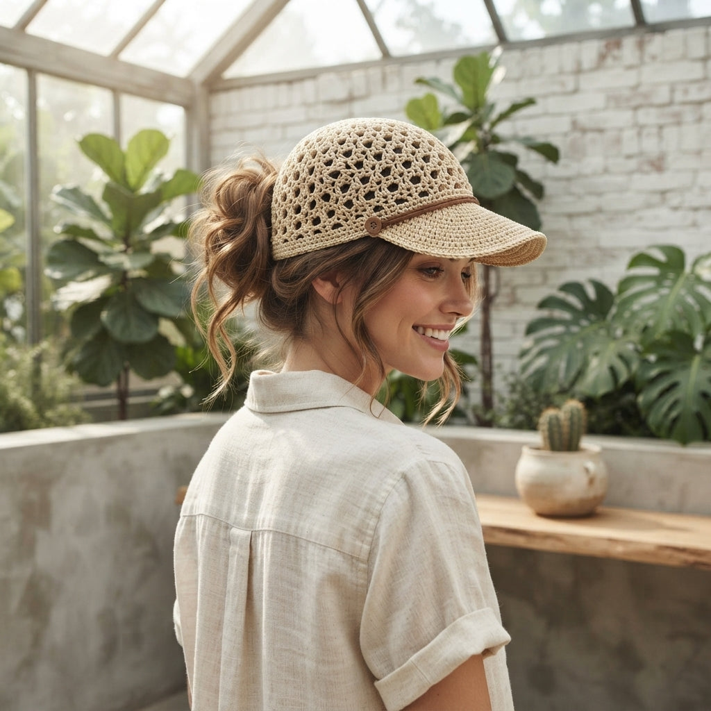 Modern Ponytail Visor | Crochet Hat Pattern PDF