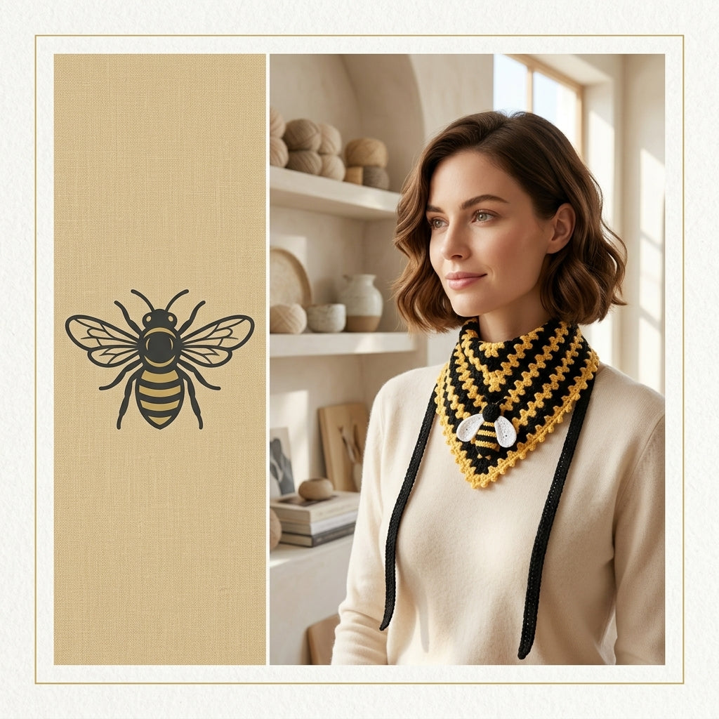 Bumble Bee Motif Bandana | Crochet Pattern PDF