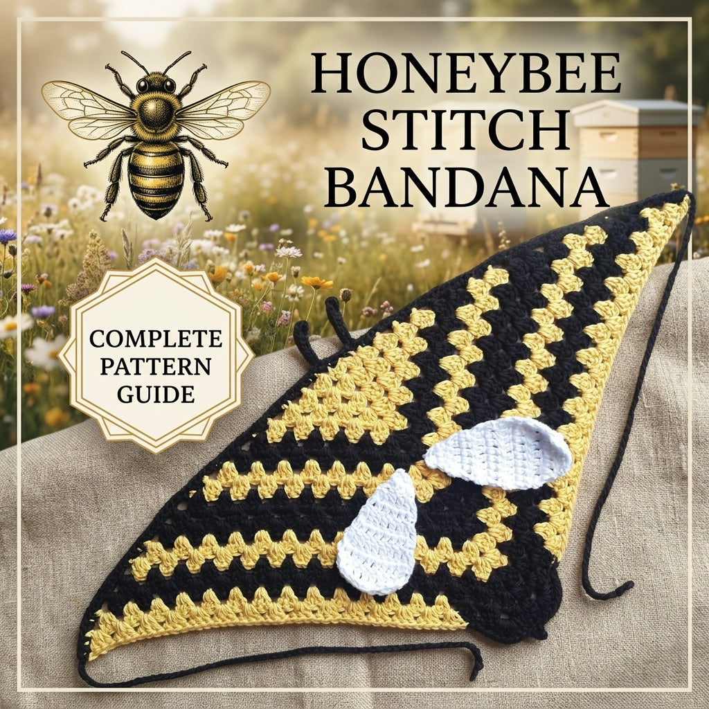 Bumble Bee Motif Bandana | Crochet Pattern PDF