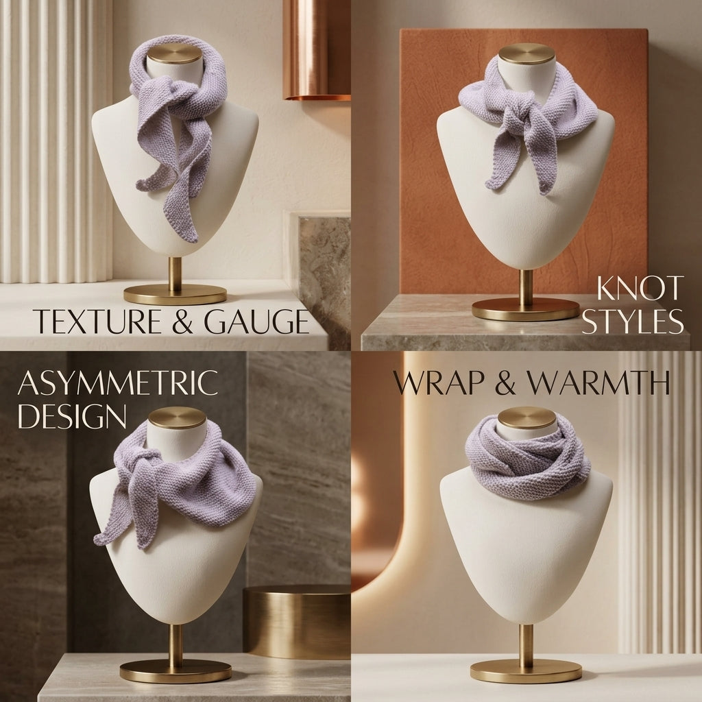 Asymmetrical Triangle Mini Scarf | Beginner Knitting Pattern PDF