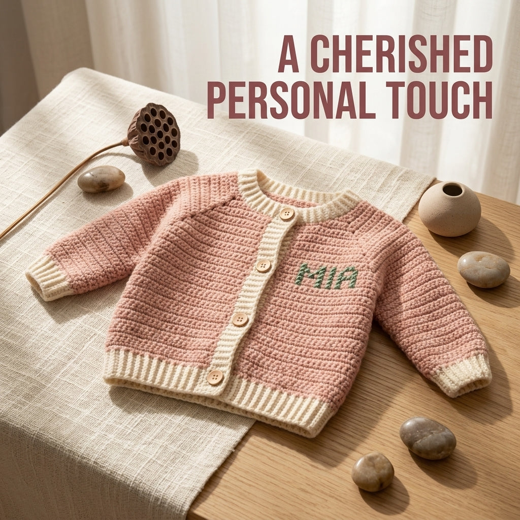 Custom Embroidered Name Baby Cardigan | Crochet Pattern PDF