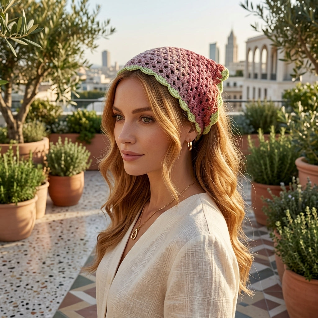 Granny Stitch Head Scarf | Beginner Crochet Pattern PDF