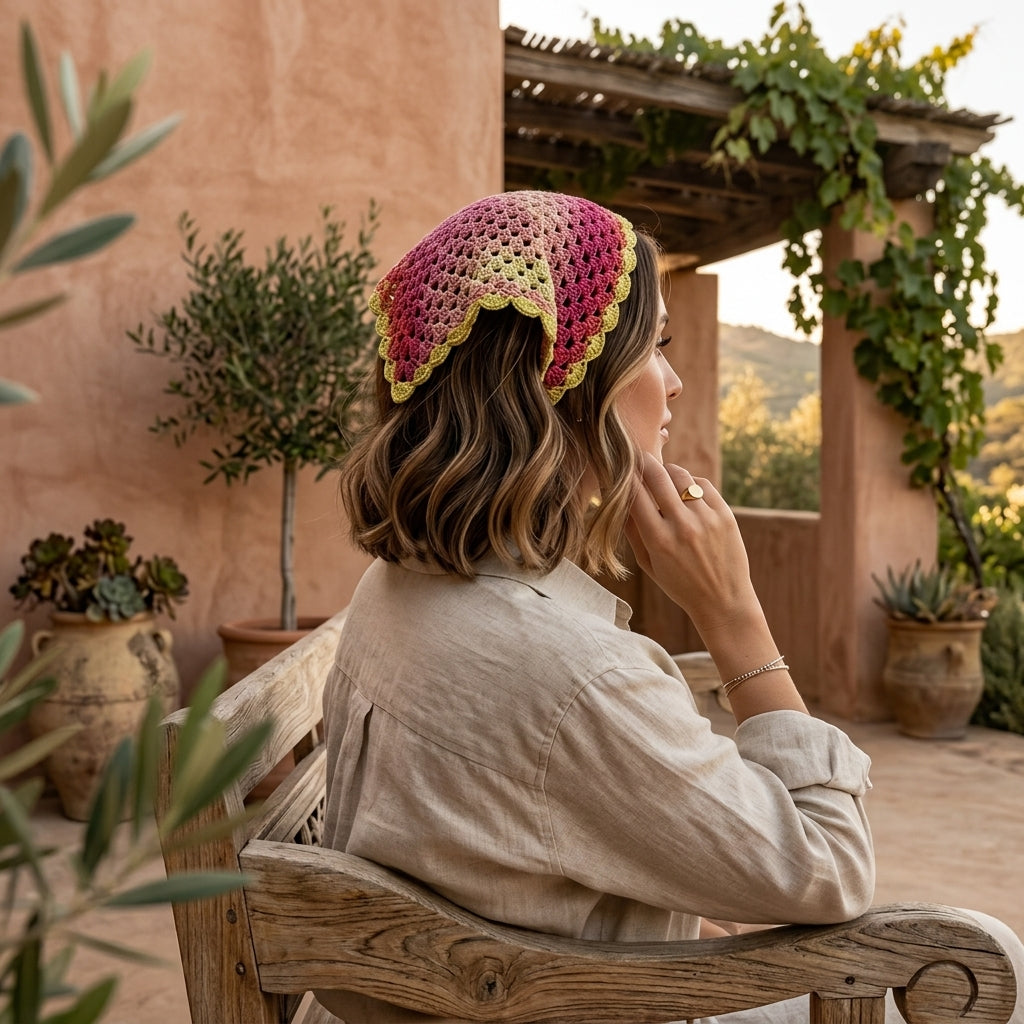 Granny Stitch Head Scarf | Beginner Crochet Pattern PDF
