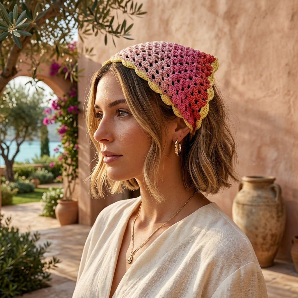 Granny Stitch Head Scarf | Beginner Crochet Pattern PDF