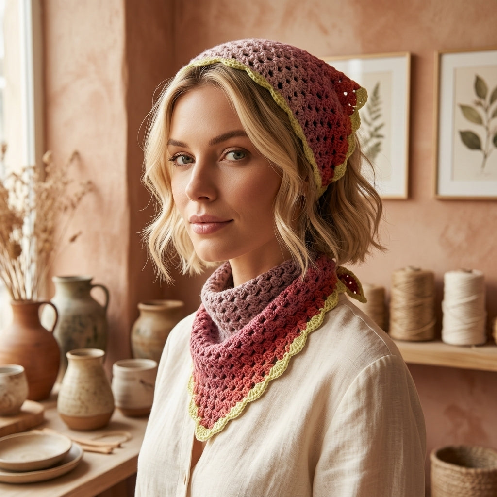 Granny Stitch Head Scarf | Beginner Crochet Pattern PDF