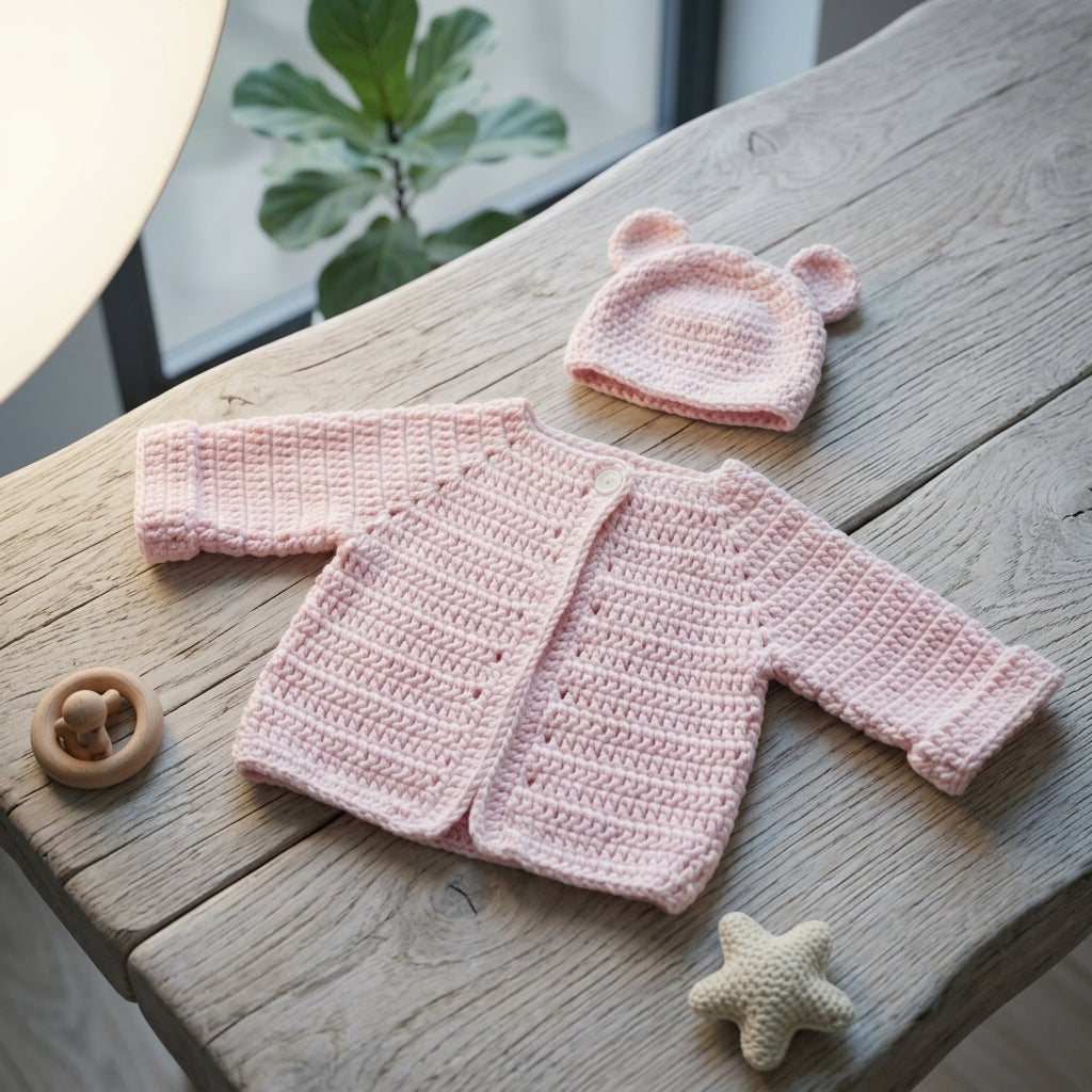 Bear Ears Baby Cardigan | Crochet Pattern PDF