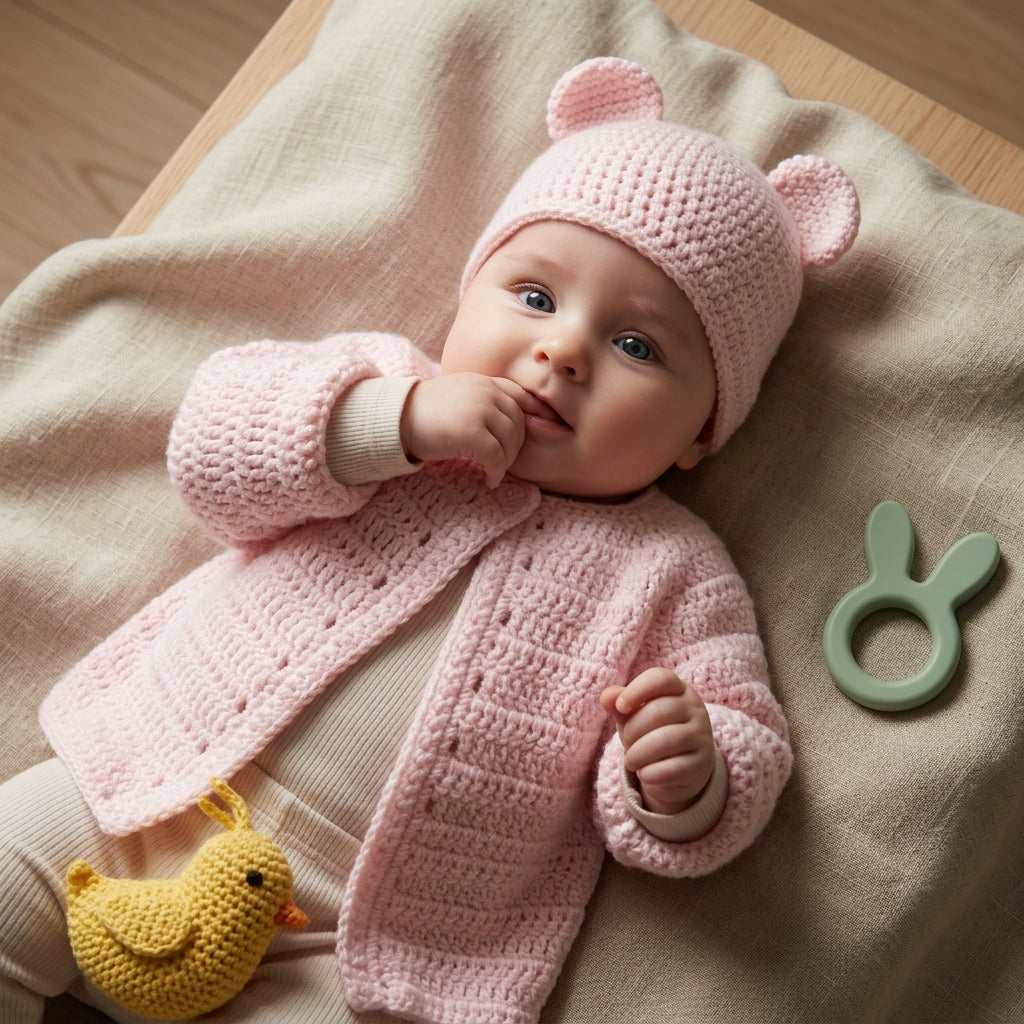 Bear Ears Baby Cardigan | Crochet Pattern PDF