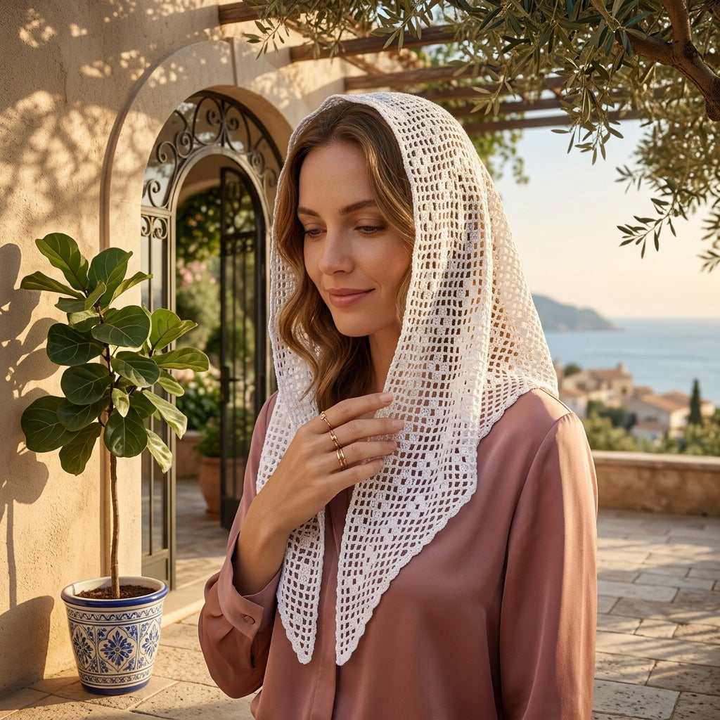 Filet Mesh Hip Scarf Bandana | Crochet Pattern PDF