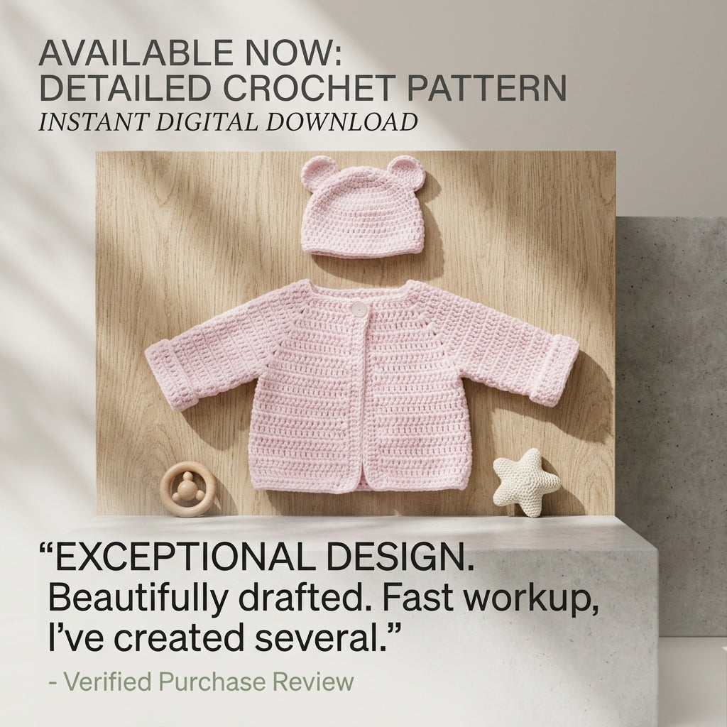 Bear Ears Baby Cardigan | Crochet Pattern PDF