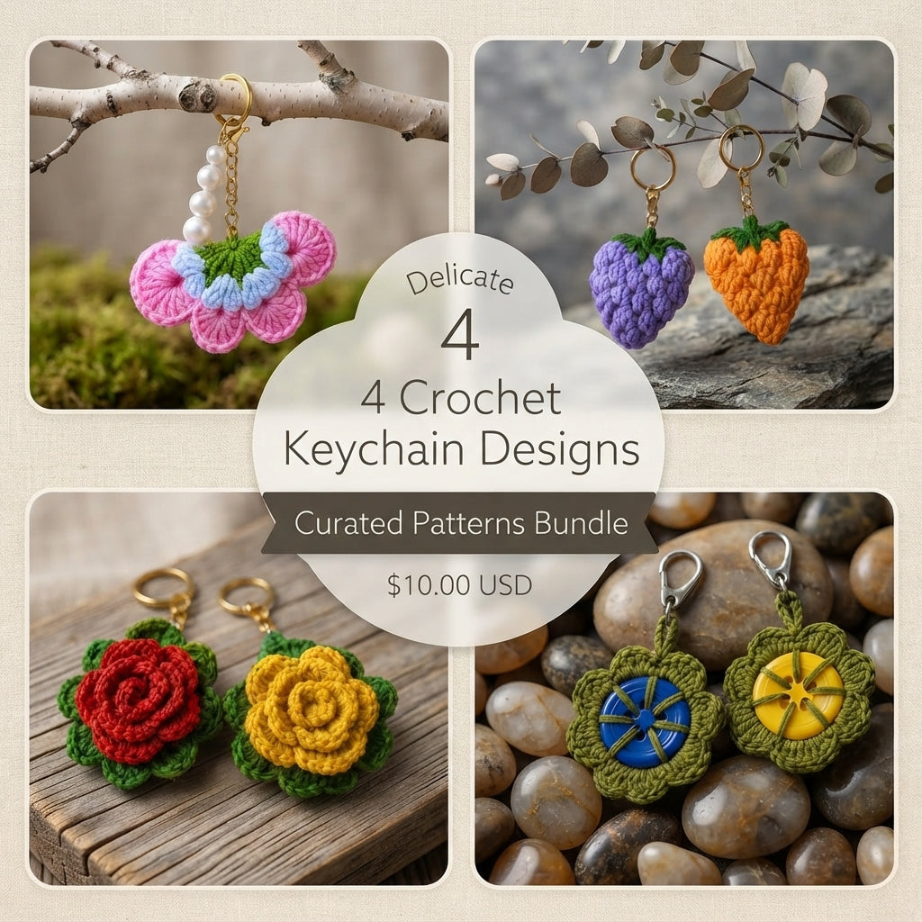 4+ Adorable Keychain Patterns | Crochet PDF Set
