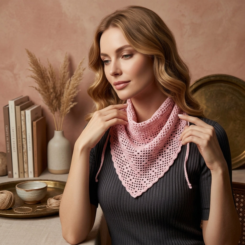 Filet Mesh Hip Scarf Bandana | Crochet Pattern PDF
