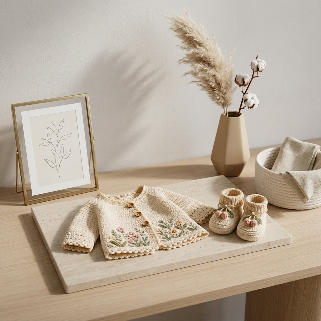 Floral Embroidered Cardigan Baby Cardigan | Crochet Pattern PDF