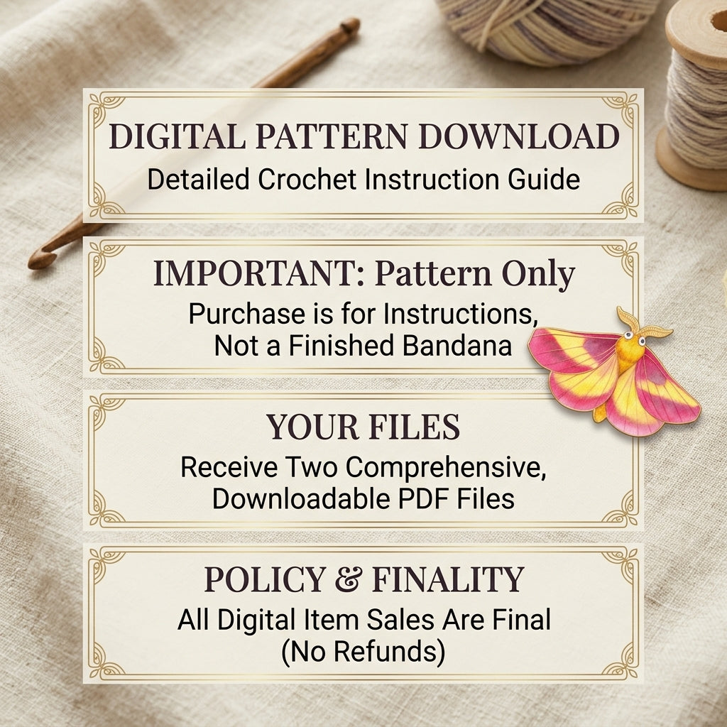 Rosy Maple & Luna Moth Bandana | Crochet Pattern PDF