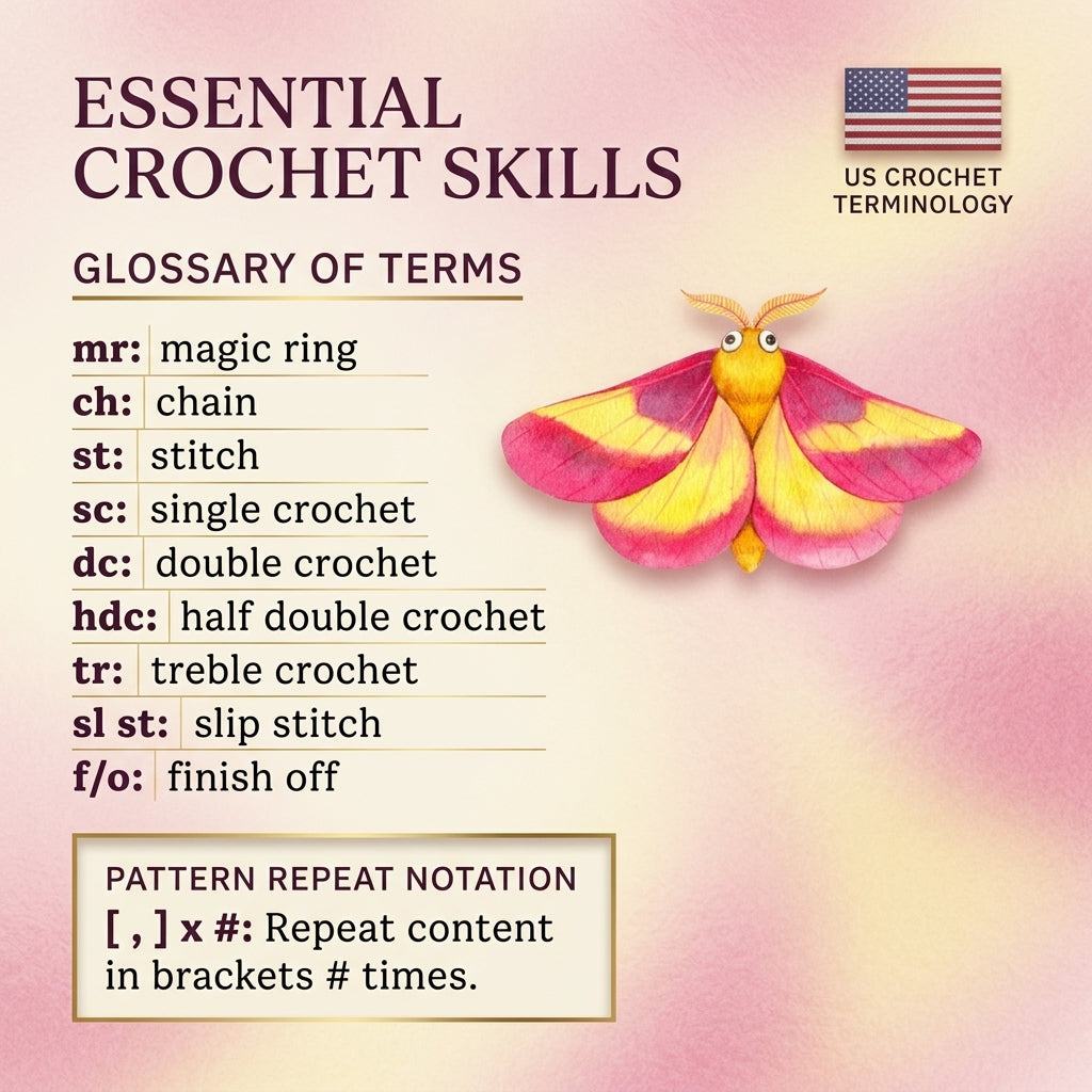 Rosy Maple & Luna Moth Bandana | Crochet Pattern PDF