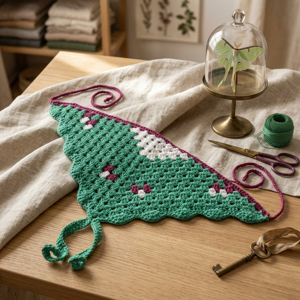 Rosy Maple & Luna Moth Bandana | Crochet Pattern PDF