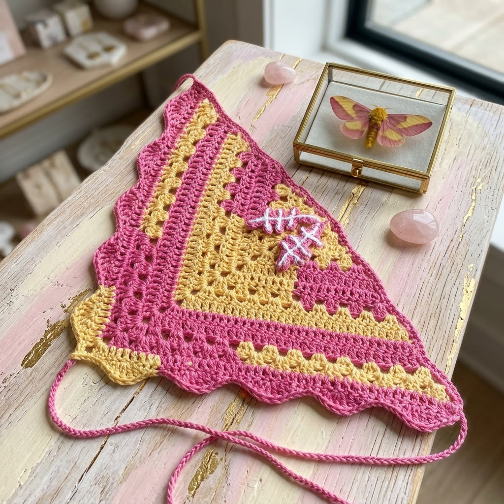 Rosy Maple & Luna Moth Bandana | Crochet Pattern PDF