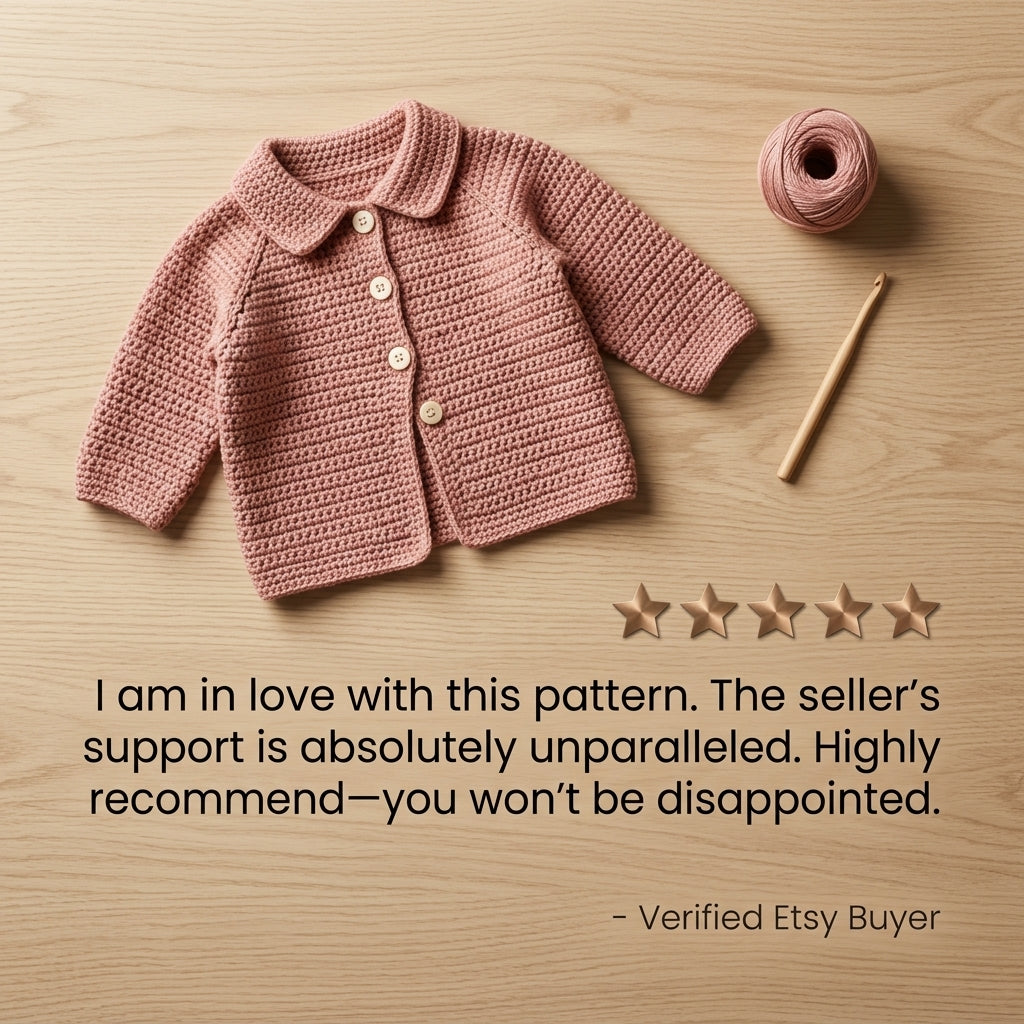 Newborn Years Cardigan Baby Cardigan | Crochet Pattern PDF
