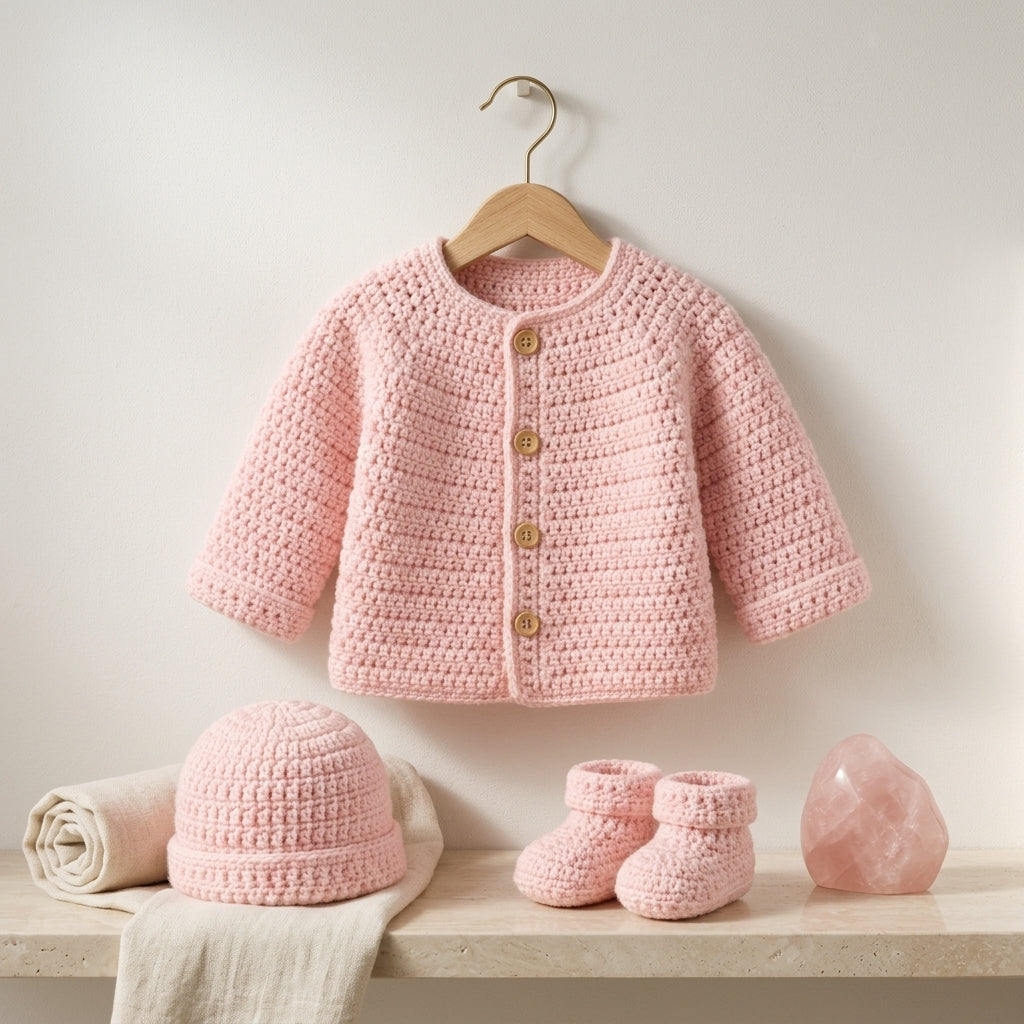 Cardigan Hat Booties Baby Cardigan Classic v3 | Crochet Pattern PDF