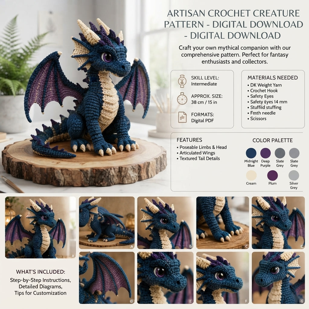 Handmade Realistic Dragon | Crochet PDF Pattern