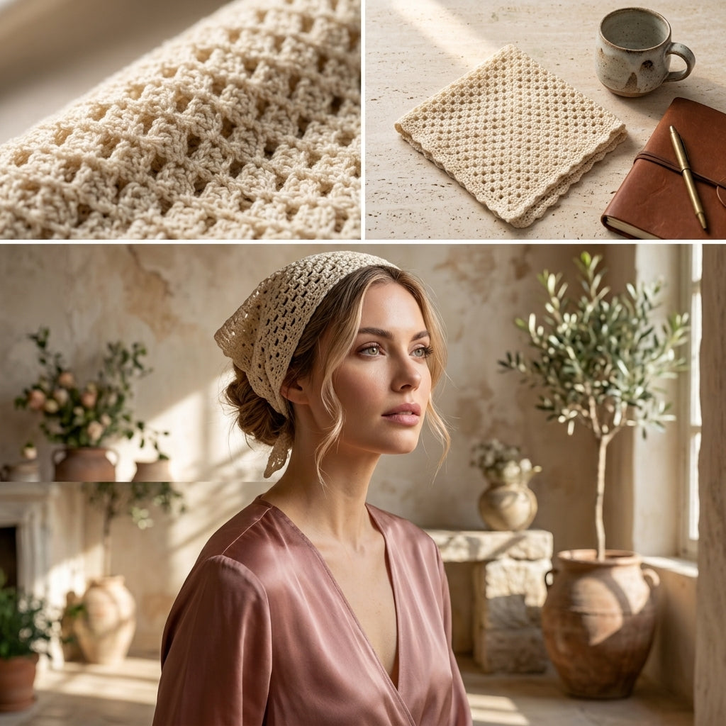 Floral Triangle Headscarf | Crochet Pattern PDF