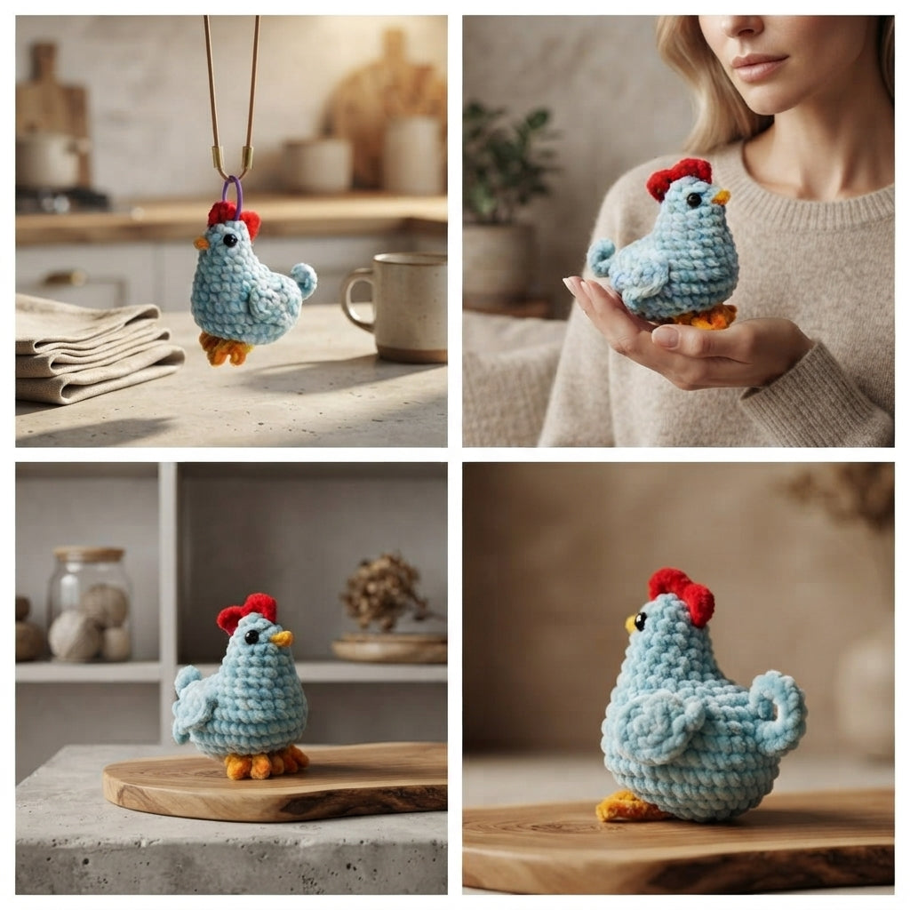 Handcrafted Chicken Keychain | Amigurumi PDF — Design 2