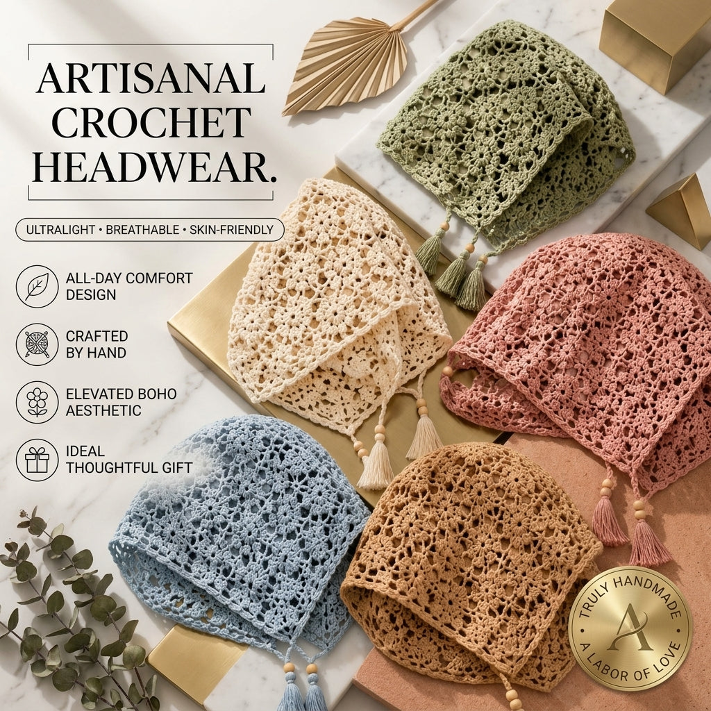 Mesh Boho Hair Scarf Wrap | Beginner Crochet Pattern PDF
