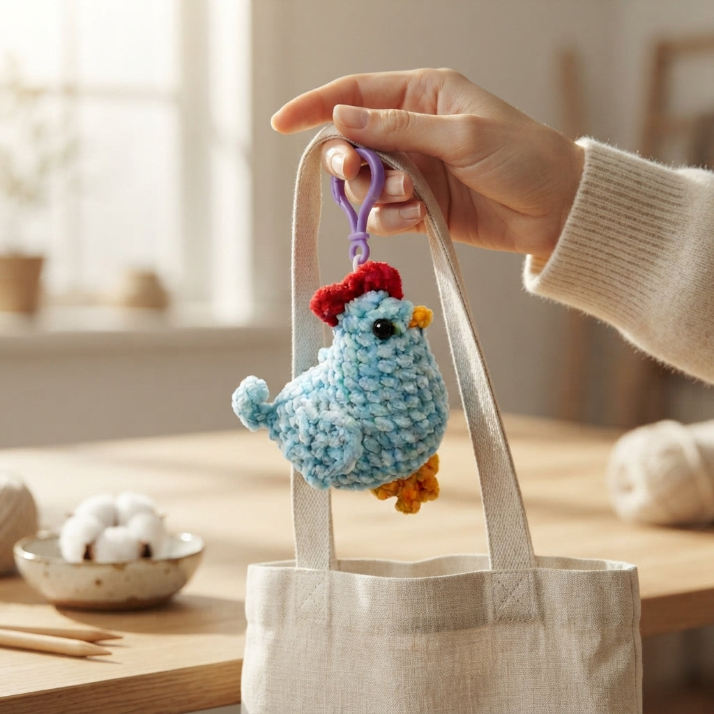 Handcrafted Chicken Keychain | Amigurumi PDF — Design 2