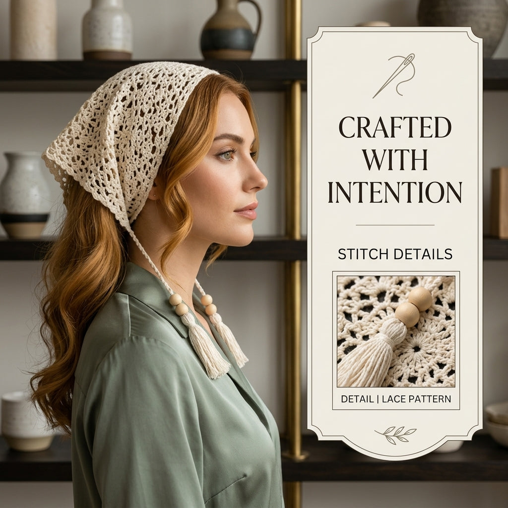 Mesh Boho Hair Scarf Wrap | Beginner Crochet Pattern PDF