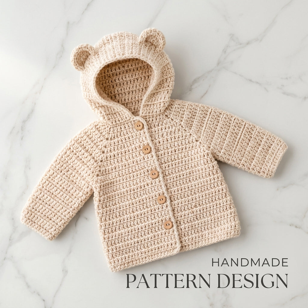 Bear Ears Baby Hoodie Bear Ears v4 | Crochet Pattern PDF
