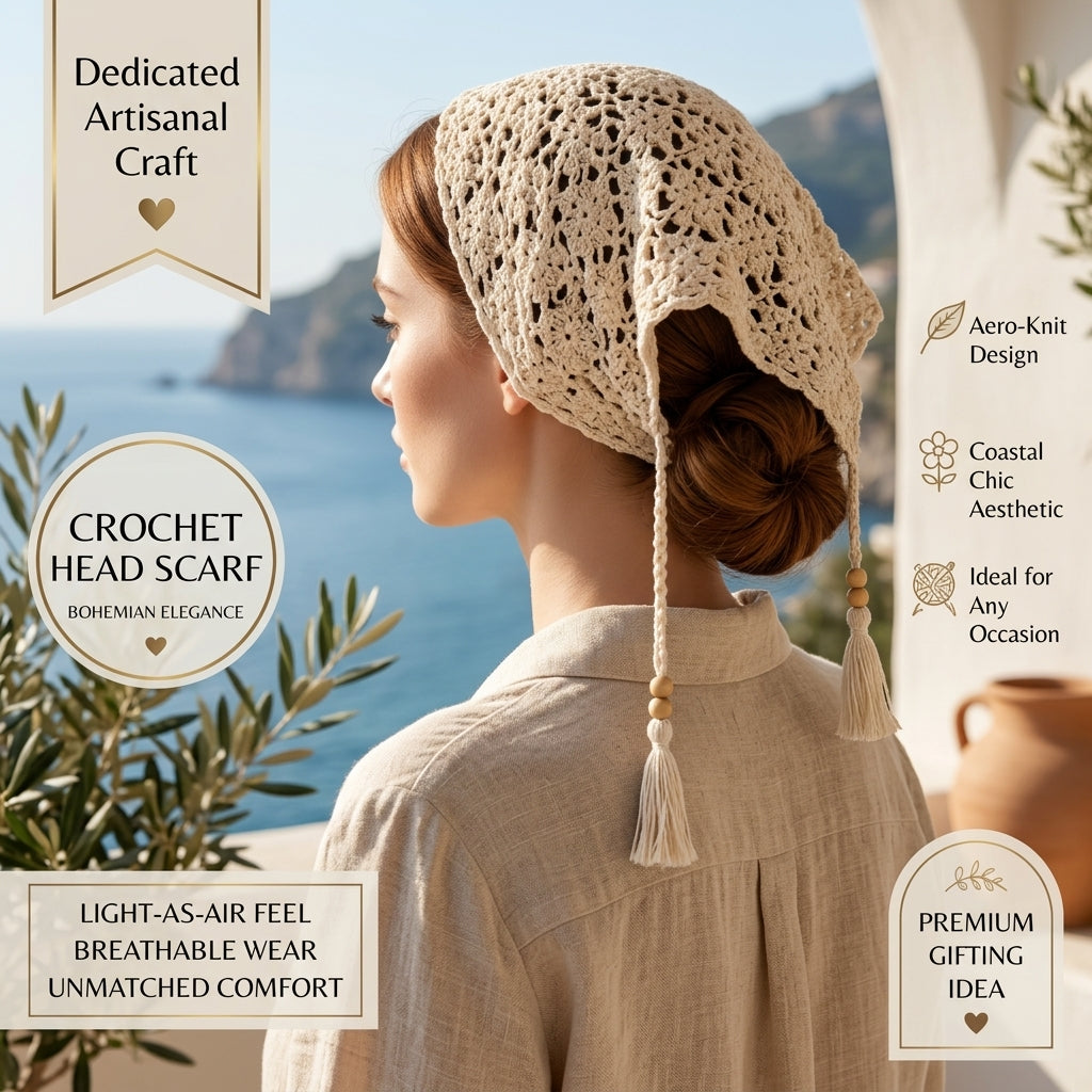 Mesh Boho Hair Scarf Wrap | Beginner Crochet Pattern PDF