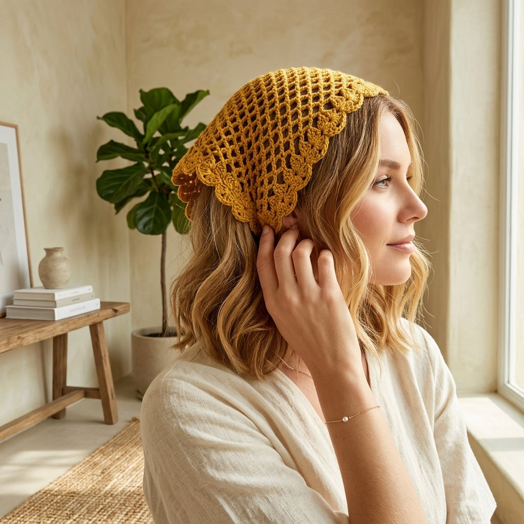 Mesh Hair Bandana | Beginner Crochet Pattern PDF