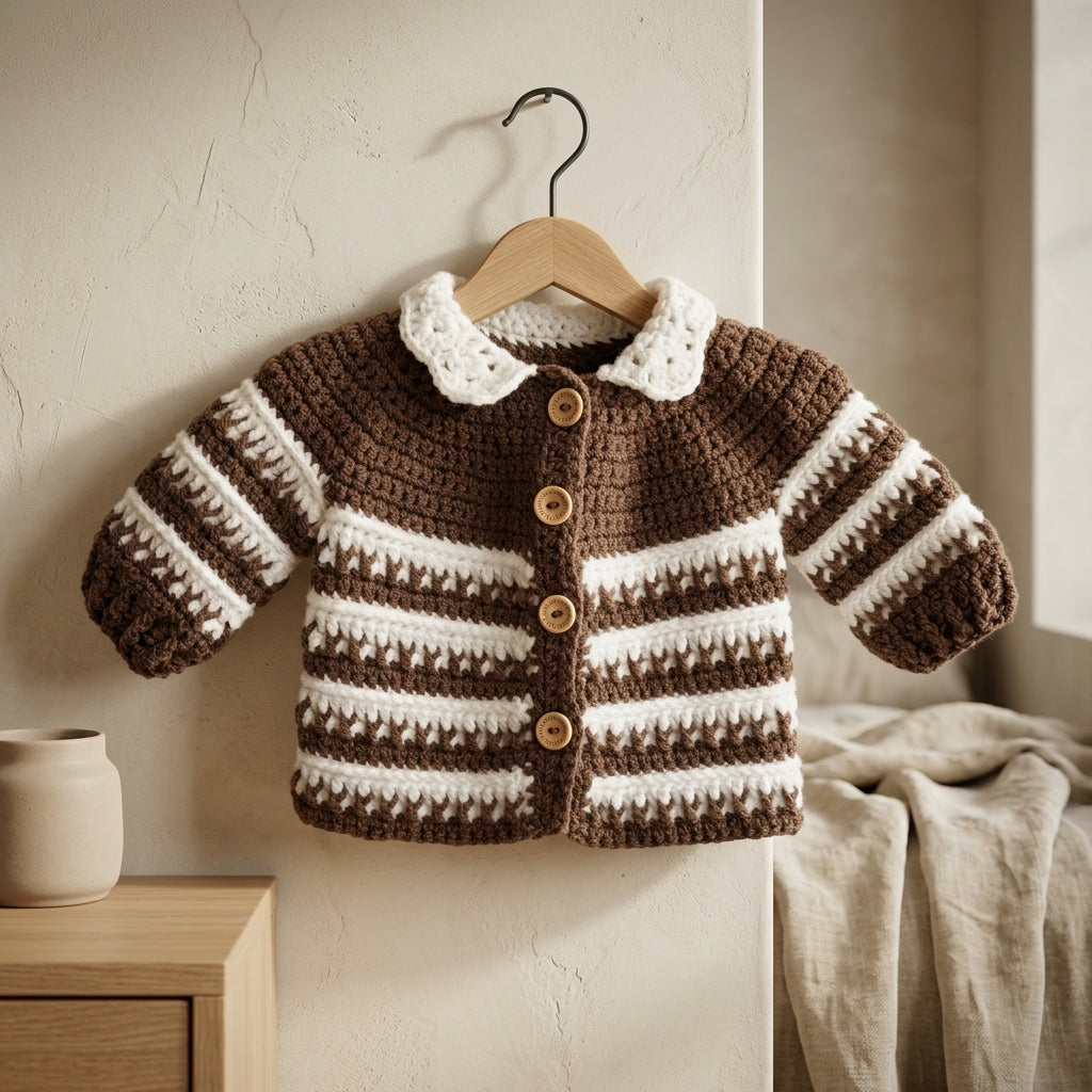 Striped Baby Cardigan Striped v2 | Crochet Pattern PDF
