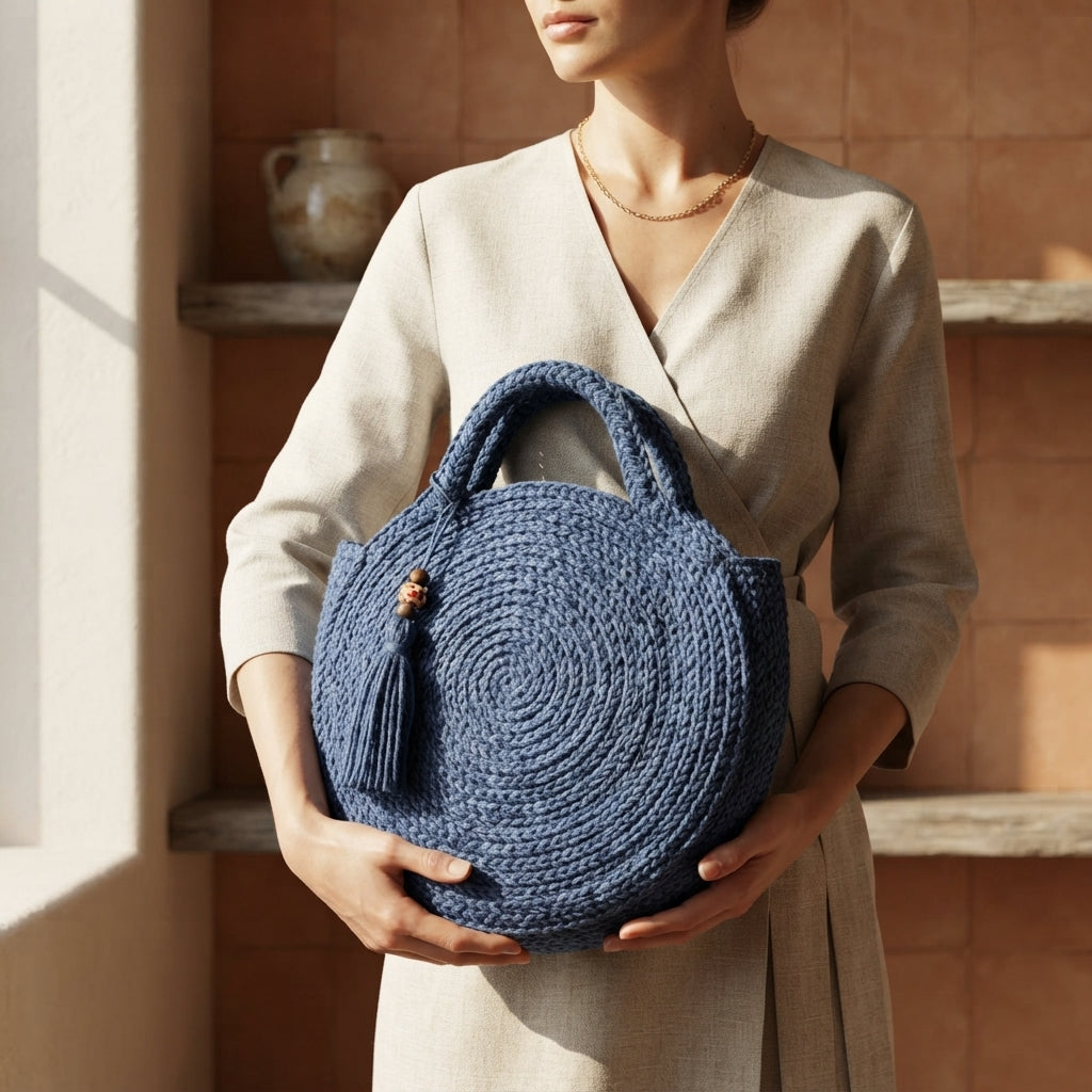 Jute Round Beach Bag | Crochet Pattern PDF