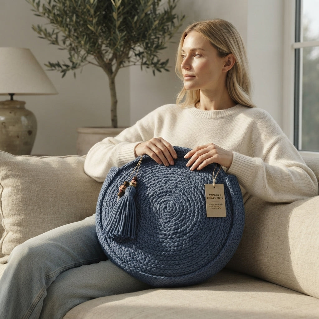 Jute Round Beach Bag | Crochet Pattern PDF