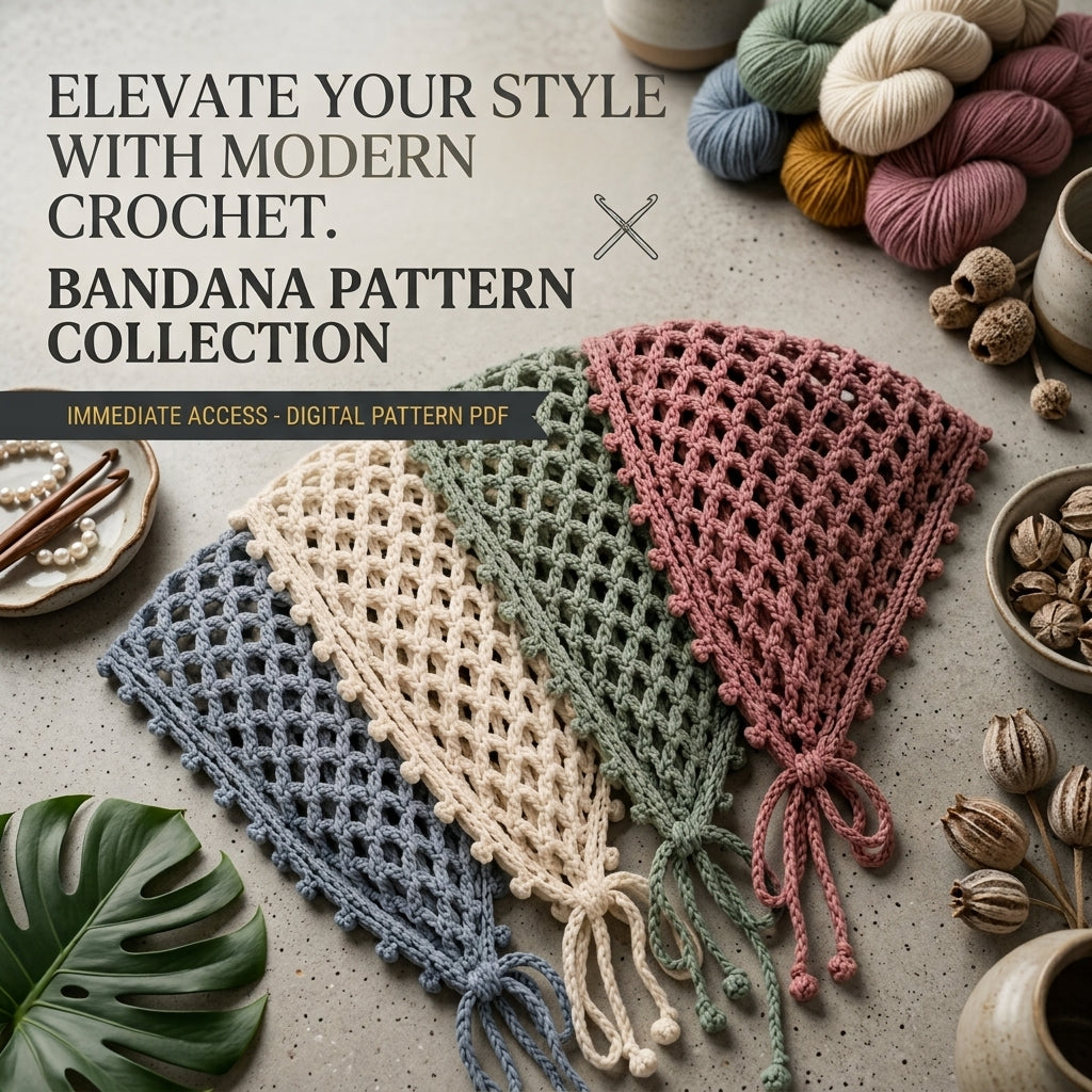 Classic Triangle Hair Kerchief | Crochet Pattern PDF