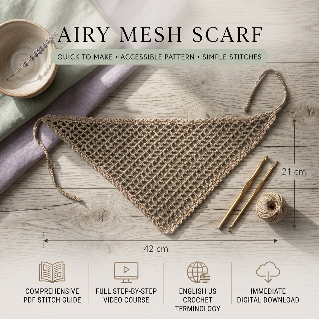 Mesh Hair Bandana Wrap | Beginner Crochet Pattern PDF