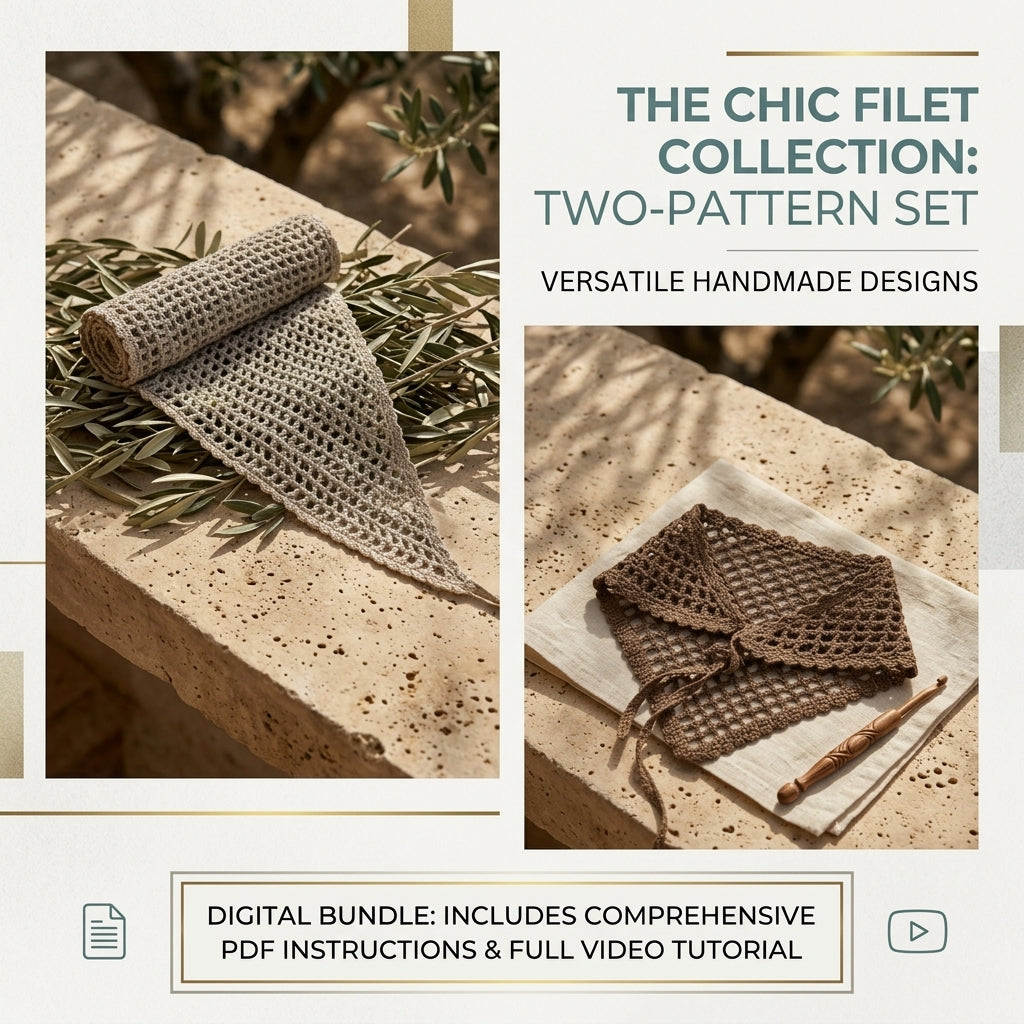 Mesh Hair Bandana Wrap | Beginner Crochet Pattern PDF