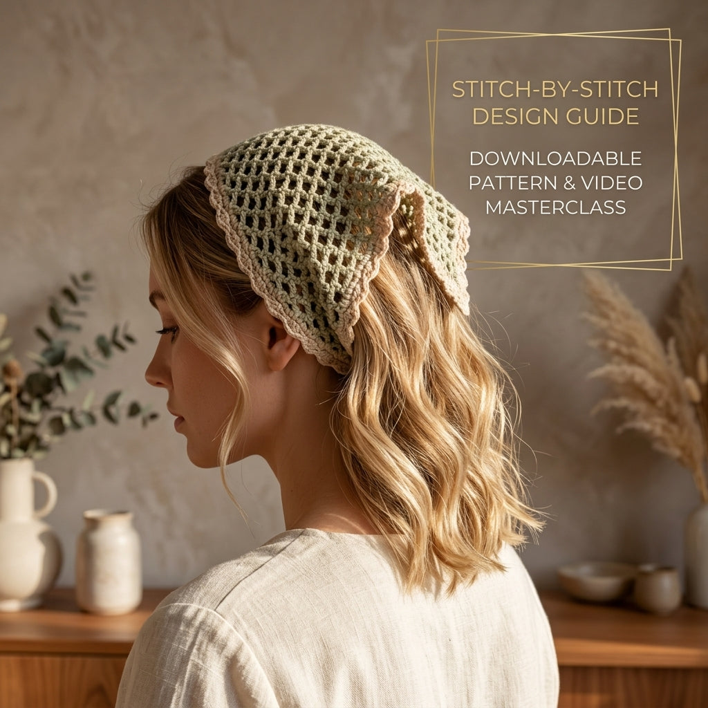 Mesh Hair Bandana Wrap | Beginner Crochet Pattern PDF