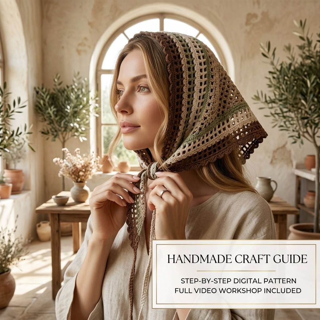 Mesh Hair Bandana Wrap | Beginner Crochet Pattern PDF