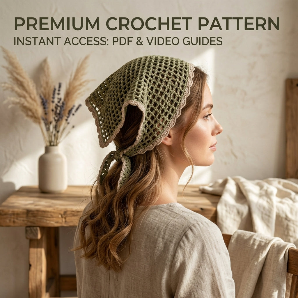 Mesh Hair Bandana Wrap | Beginner Crochet Pattern PDF