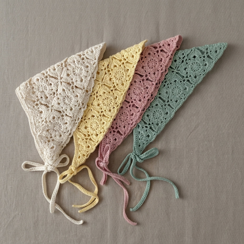 Flower Motif Summer Kerchief | Crochet Pattern PDF