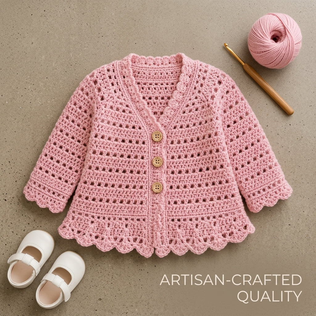 Top-Down Baby Cardigan | Crochet Pattern PDF