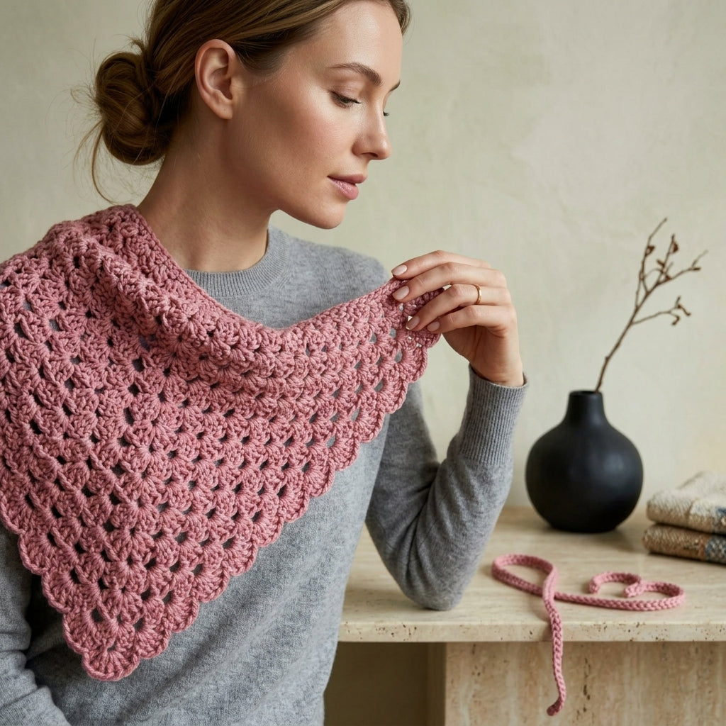 Scalloped Edge Bandana Scarf | Crochet Pattern PDF