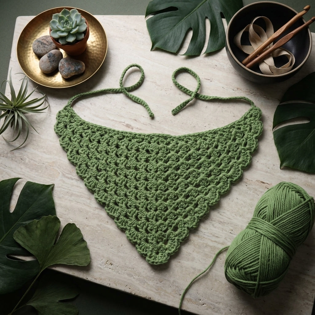 Scalloped Edge Bandana Scarf | Crochet Pattern PDF