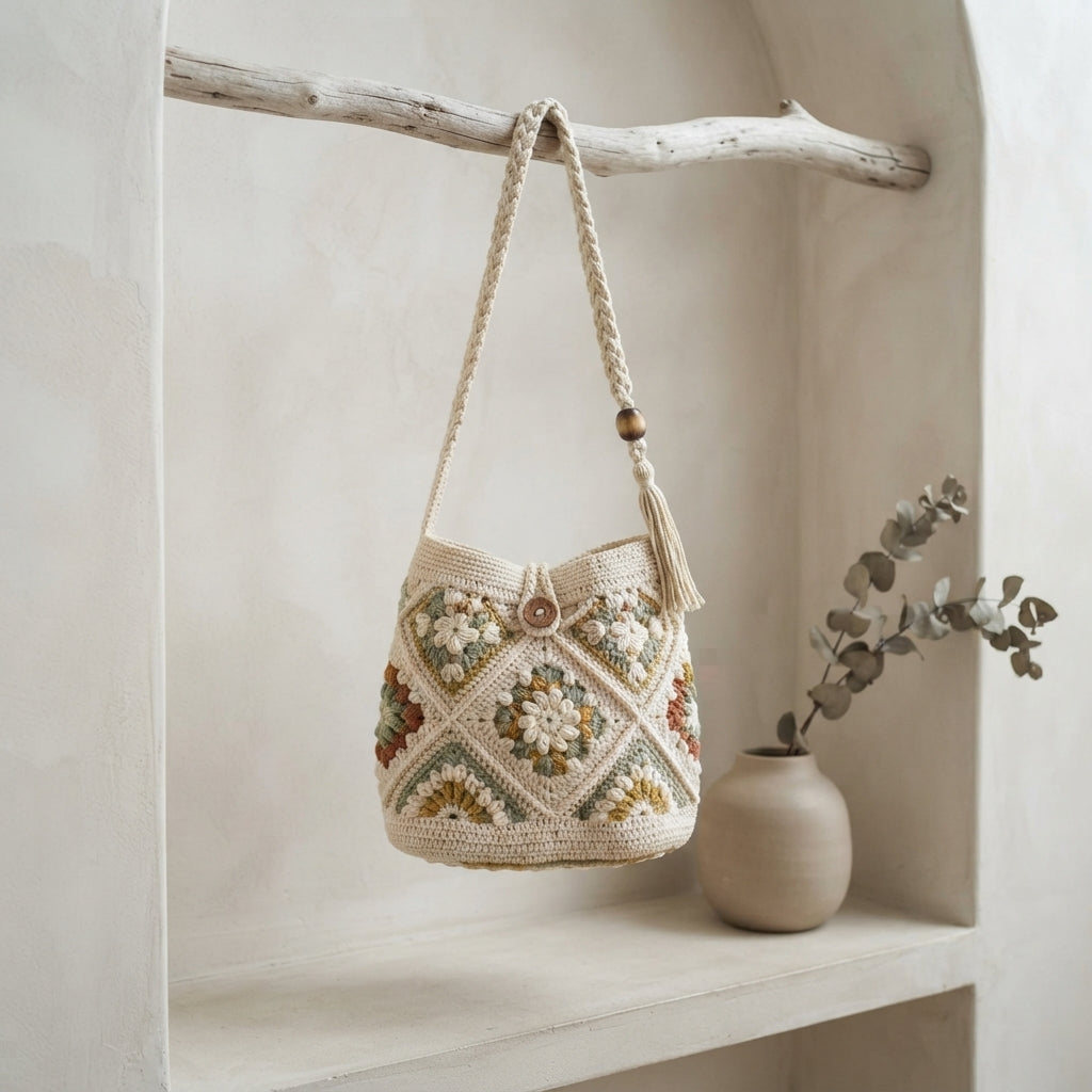 Boho Granny Square Tote | Crochet Pattern PDF