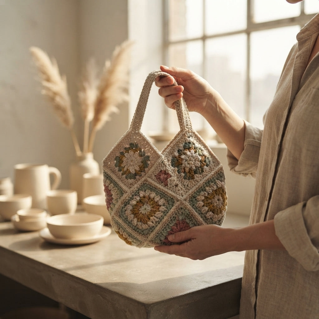 Boho Granny Square Tote | Crochet Pattern PDF