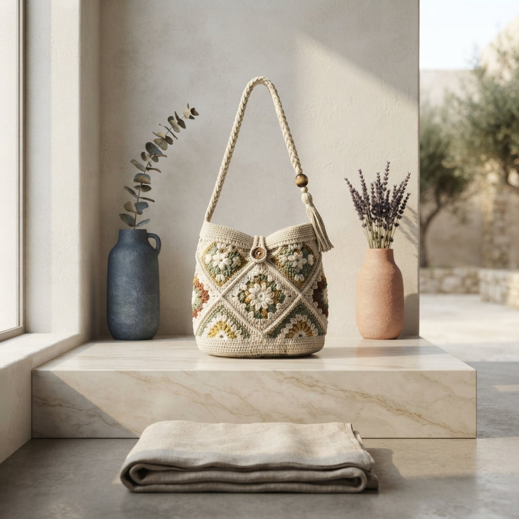 Boho Granny Square Tote | Crochet Pattern PDF