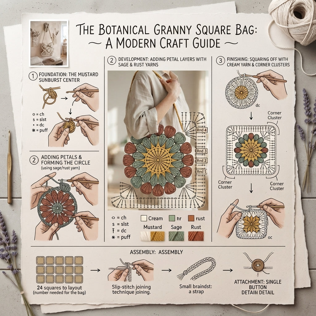 Boho Granny Square Tote | Crochet Pattern PDF