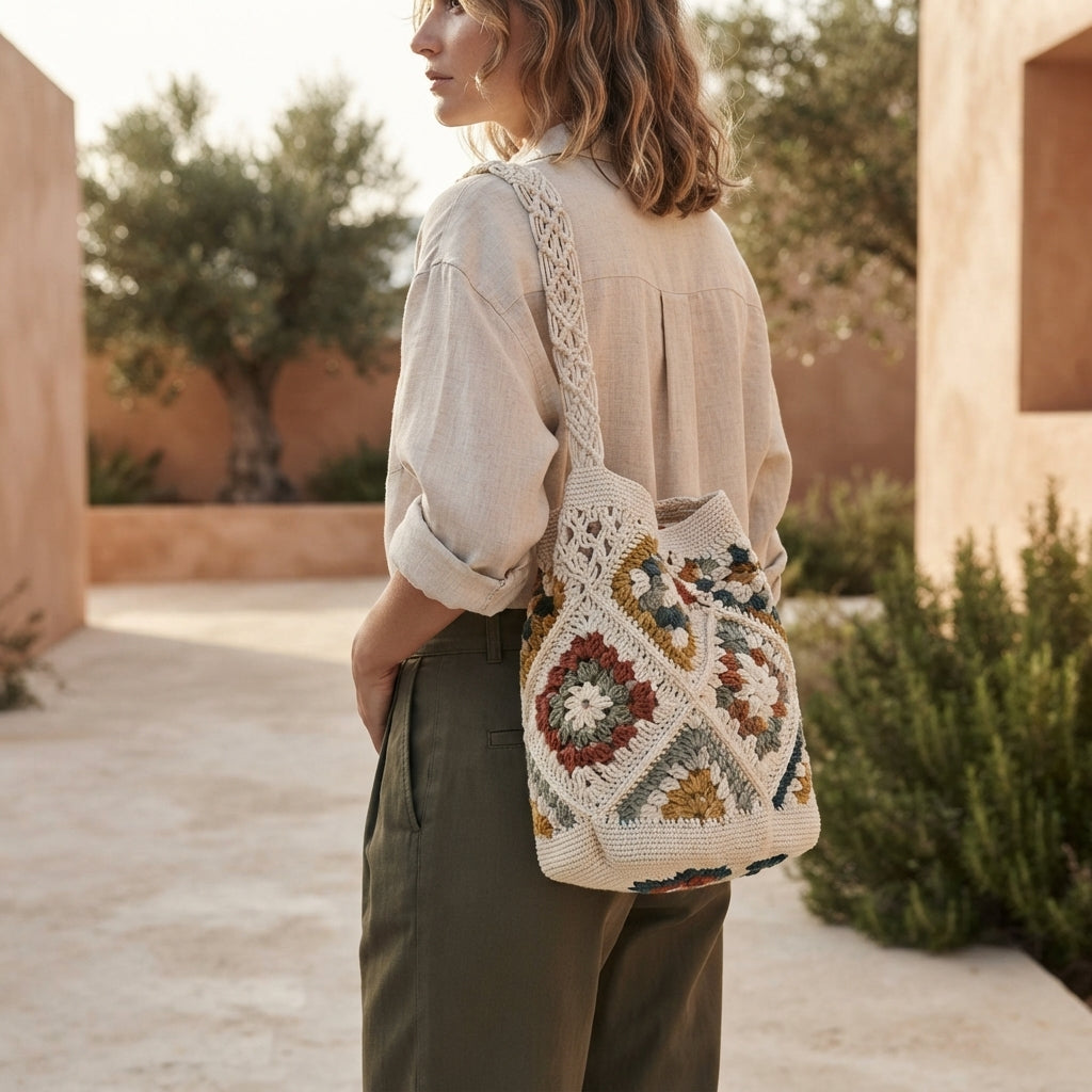 Boho Granny Square Tote | Crochet Pattern PDF