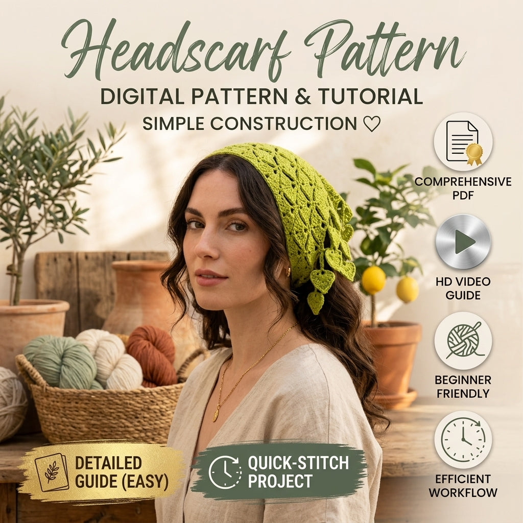 Heart Motif Tie Bandana | Crochet Pattern PDF